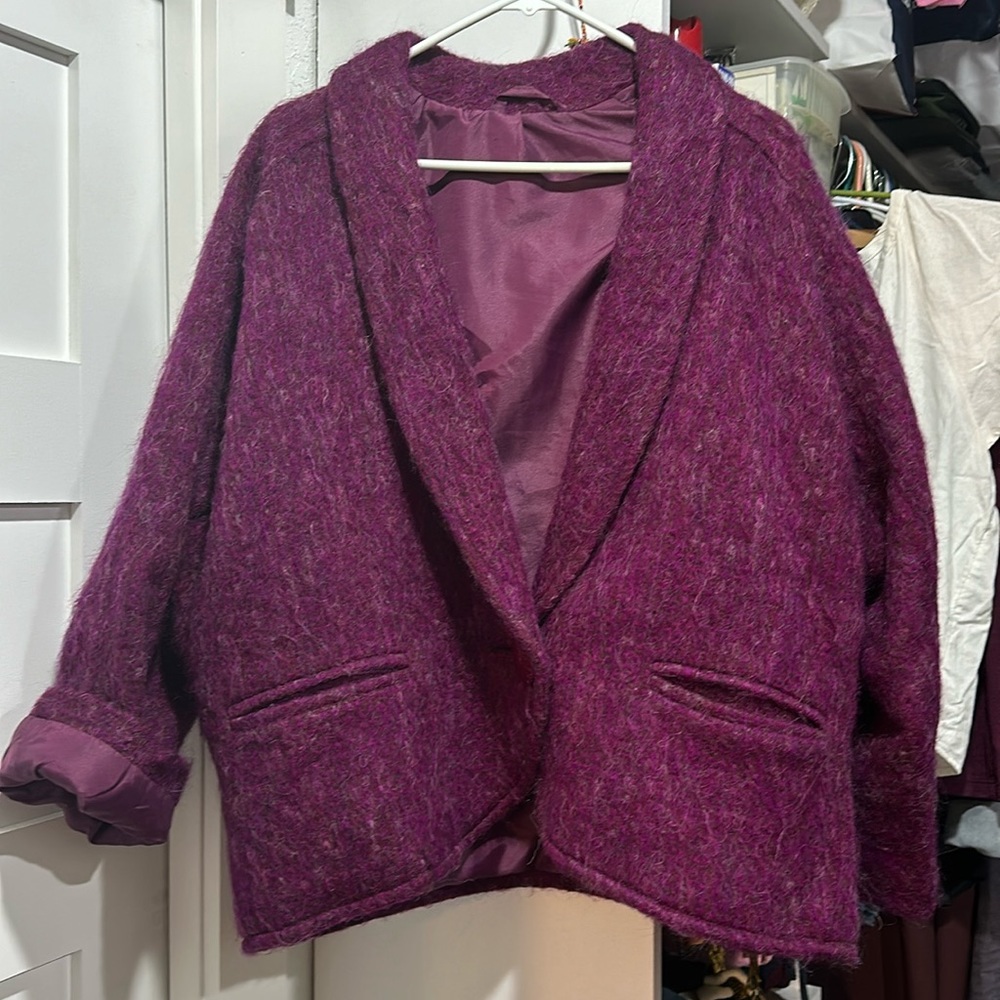 BHS vintage 1980s oversized mohair wool jacket/coat UK16/US14